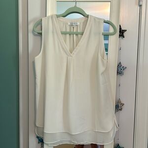 Rose + Olive cream sleeveless blouse S